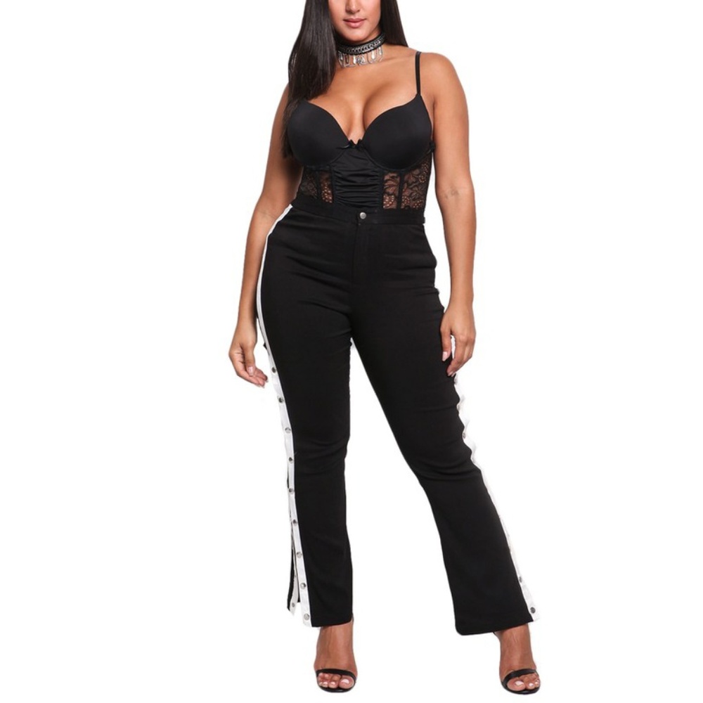 high waist snap pants